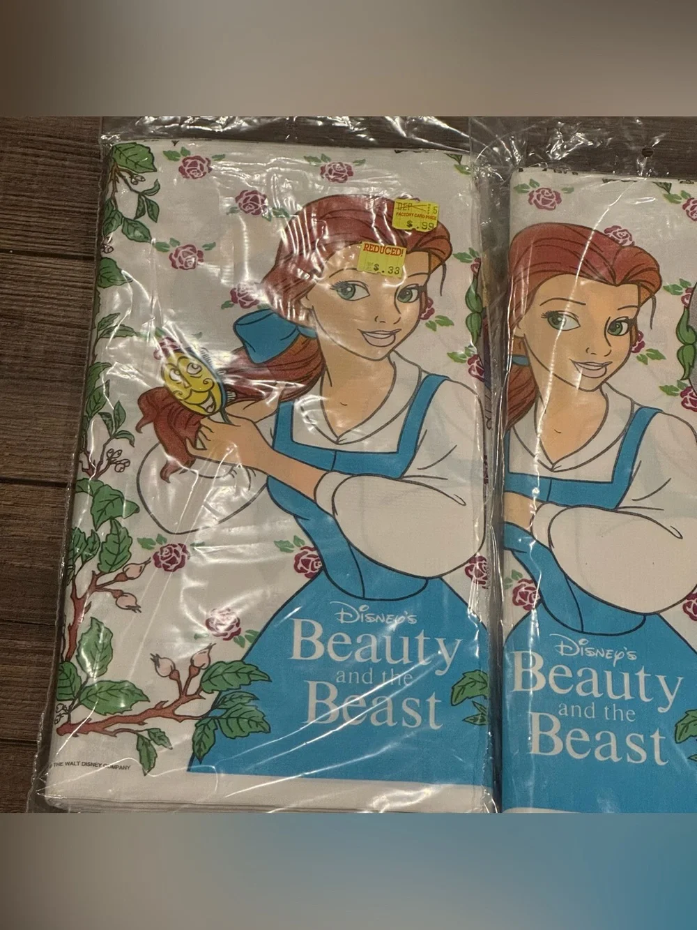 Vintage 90s Beauty & the Beast party paper table cover tablecloth Made USA Lot 2
